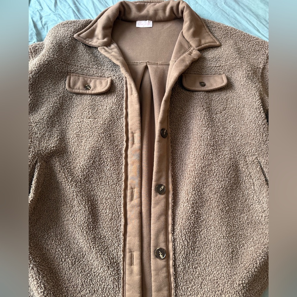 Pink Lily women’s Mauve Brown Sherpa Jacket Small